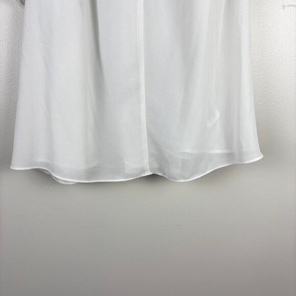 H&M Women's Romantic Off-White Sheer Flowy‎ Pleated Blouse Feminine Size XL - Picture 4 of 13